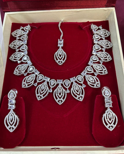 CZ Necklace set by Kurti Connection USA