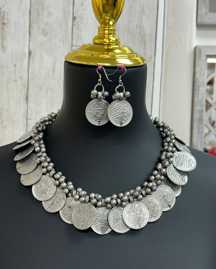 Oxidized silver necklace set by Kurti Connection USA