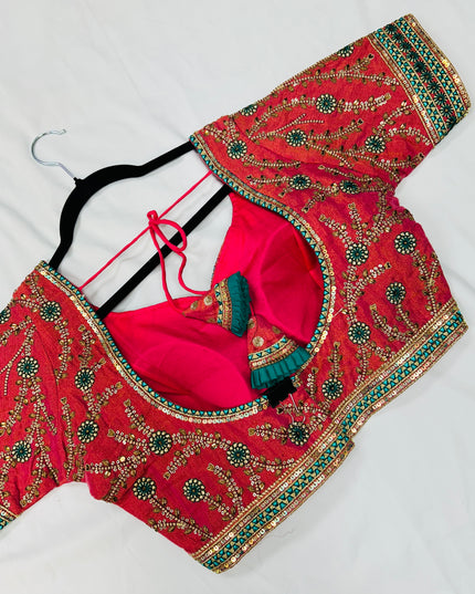 Pink Kanjeevaram silk blouse