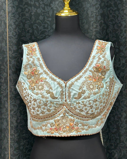 Silk blouse with heavy embroidery work