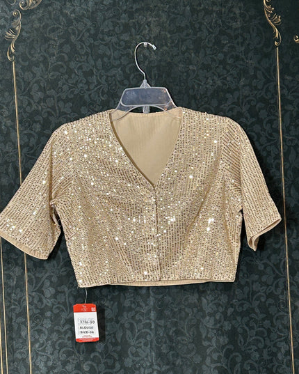 Ligh gold blouse with sequin work