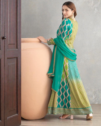 Saawan : Chinon silk long gowns by Kurti Connection USA