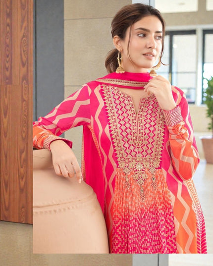 Saawan : Chinon silk long gowns by Kurti Connection USA