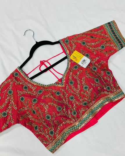 Pink Kanjeevaram silk blouse