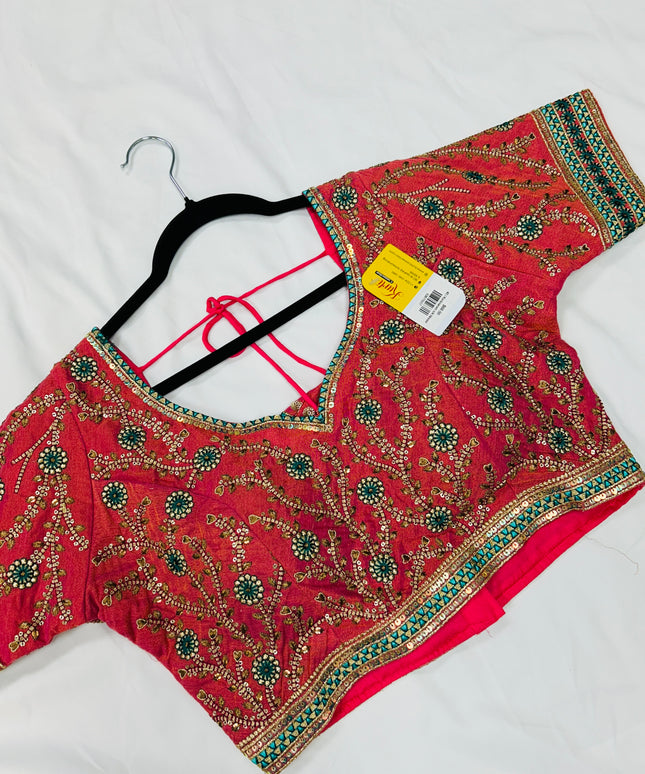 Pink Kanjeevaram silk blouse