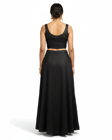 Satin silk sleeveless blouse : Black