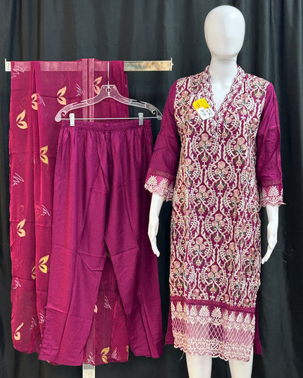 Embroidered party wear suit by Kurti Connection USA