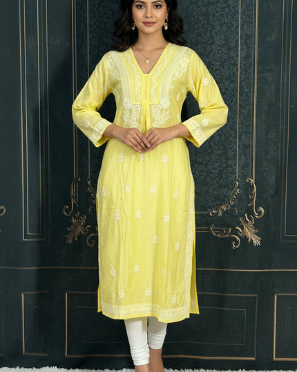 Modal silk chikankari kurti by Kurti Connection USA