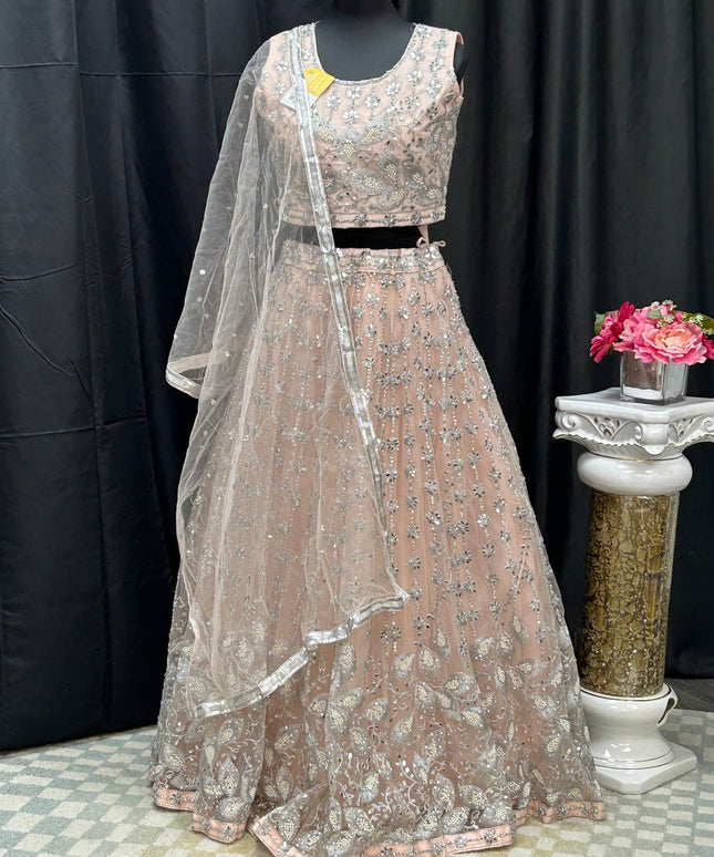 Light peach color lehenga set by Kurti Connection USA