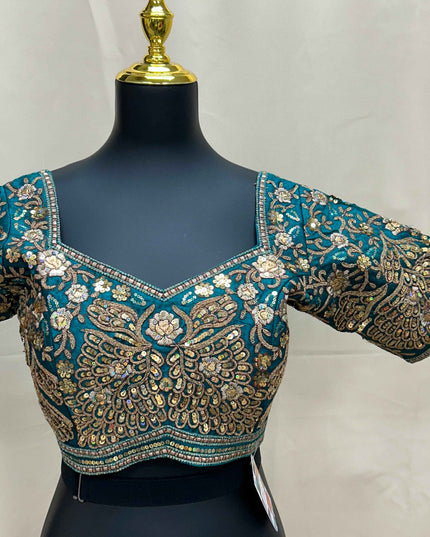 Designer Blouse : Teal green