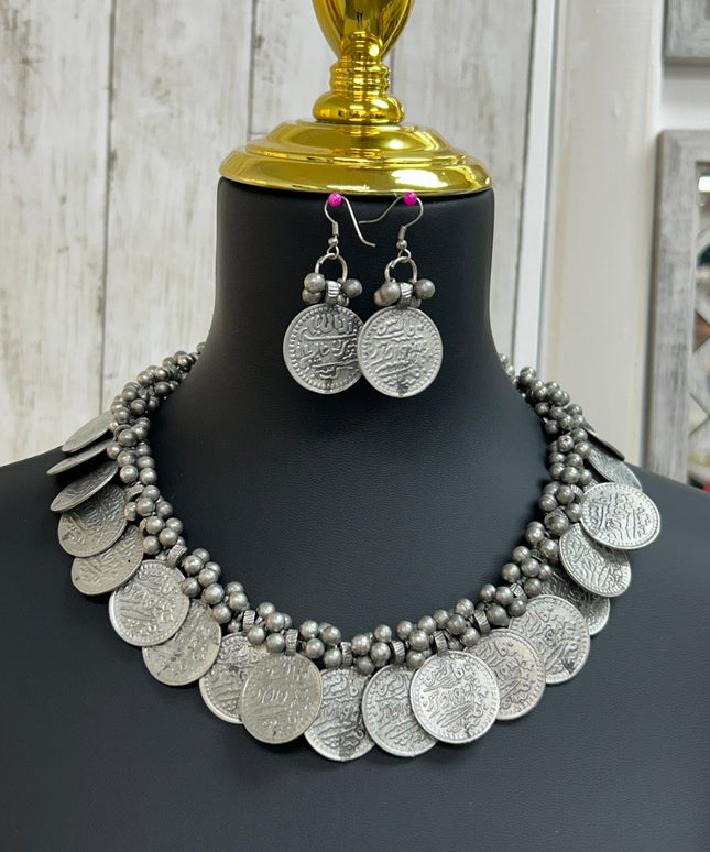 Oxidized silver necklace set by Kurti Connection USA