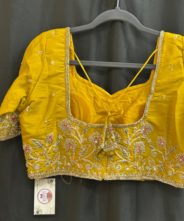 Hand embroidered blouse | tissue silk blouse with all over hand embroidery by Kurti Connection USA