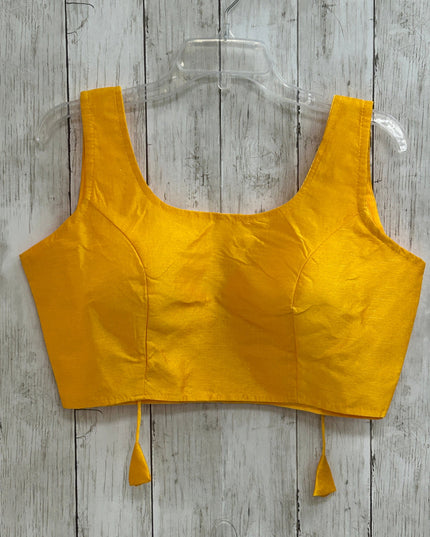 Yellow silk blouse by Kurti Connection USA