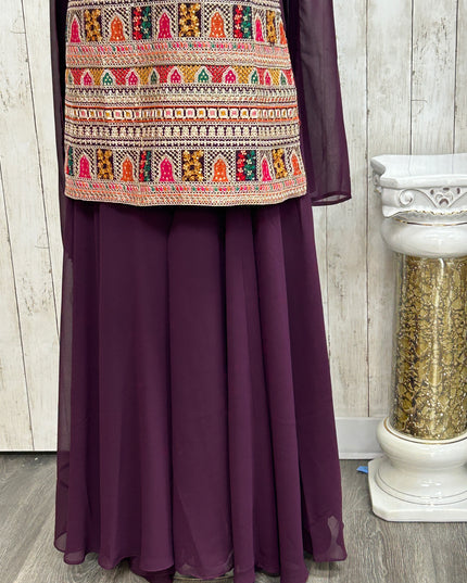 Heavy embroidery work sharara suit