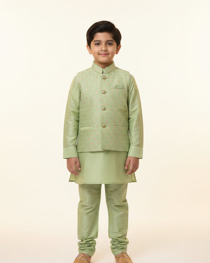Pista green kurta with jacket