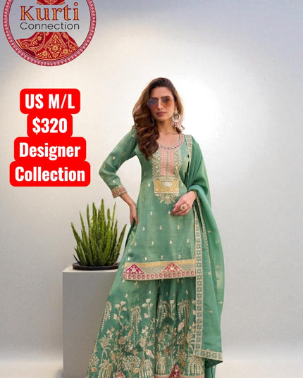 Gemini : Silk sharara sets by Kurti Connection USA