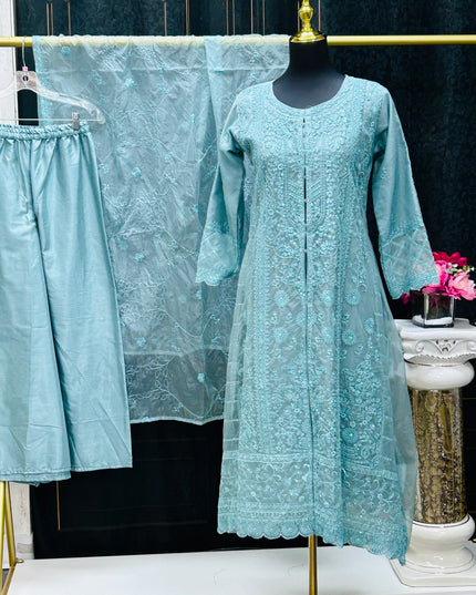 Anarkali suit : pastel blue
