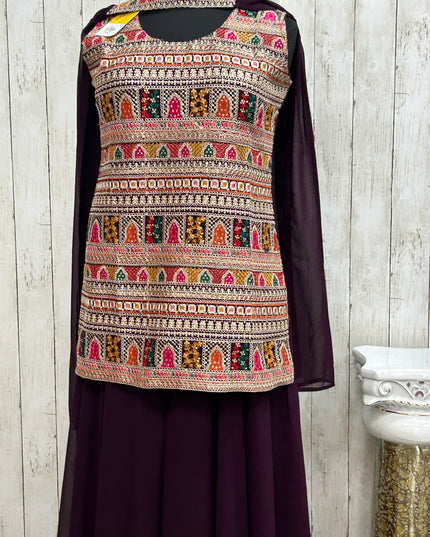 Heavy embroidery work sharara suit