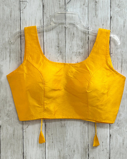 Yellow silk blouse by Kurti Connection USA