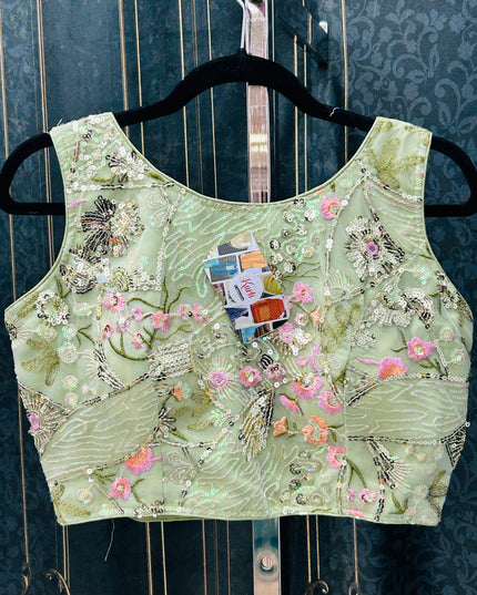 Light green boat neck blouse