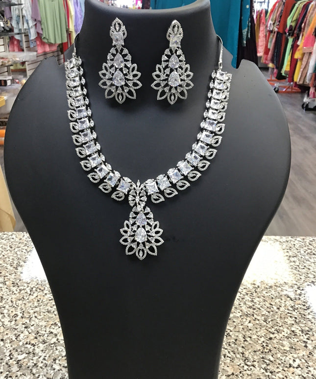 CZ stone necklace set