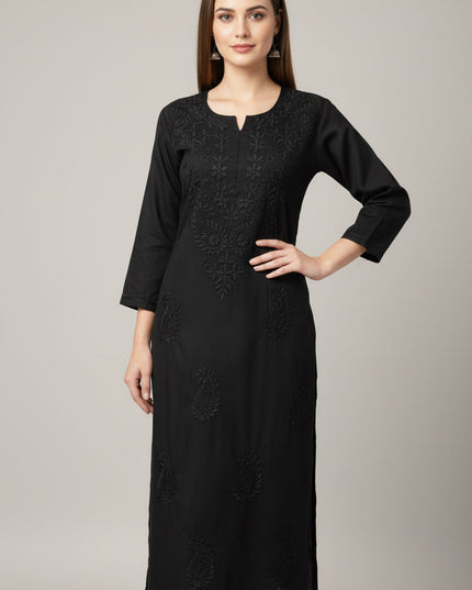 black chikankari lucknowi  kurti