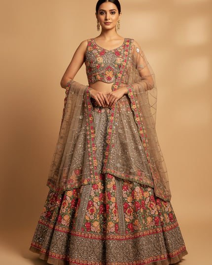 Bridal Lehenga Choli Set – Embroidered Floral