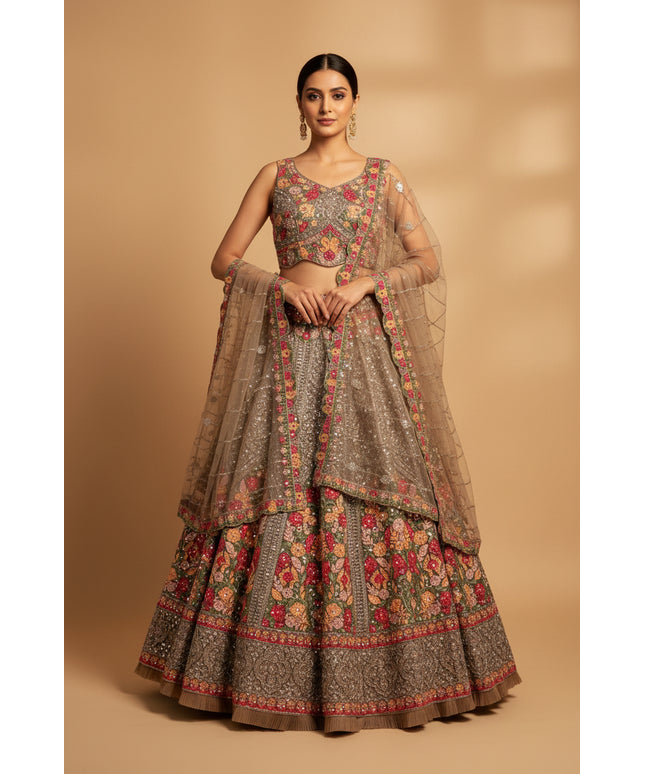Bridal Lehenga Choli Set – Embroidered Floral