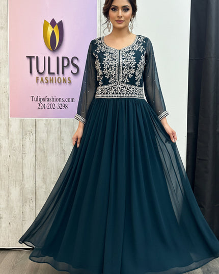 Party wear long gown by Kurti Connection USA