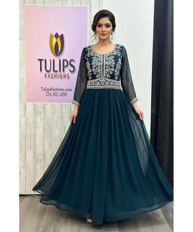 Party wear long gown by Kurti Connection USA