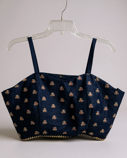 Navy blue sleeveless blouse by Kurti Connection USA