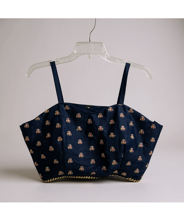 Navy blue sleeveless blouse by Kurti Connection USA
