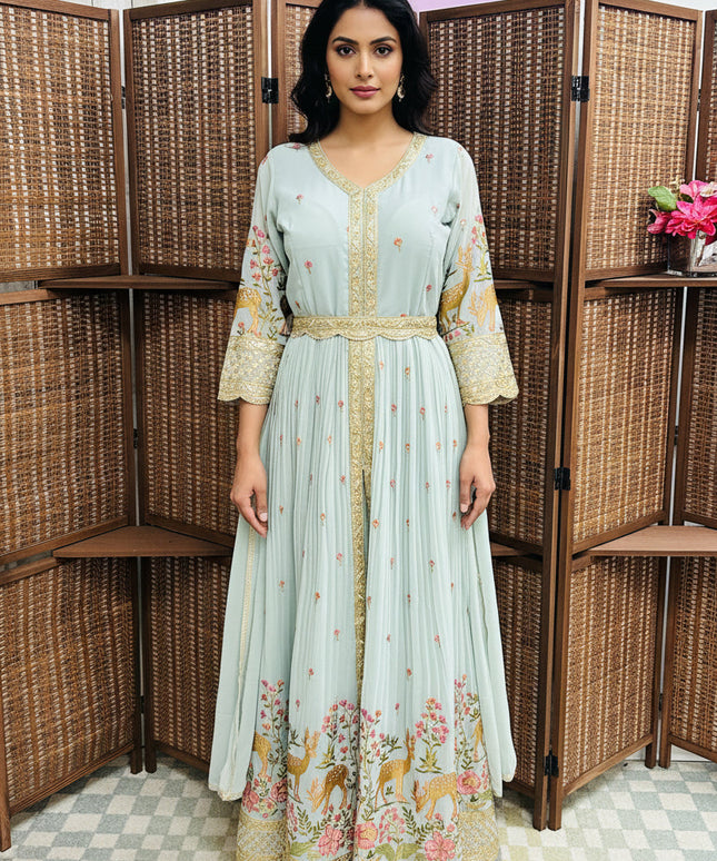 Party wear  long dress with Plazzo pant