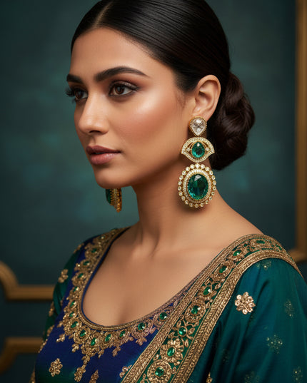 Rajwadi emerald earrings