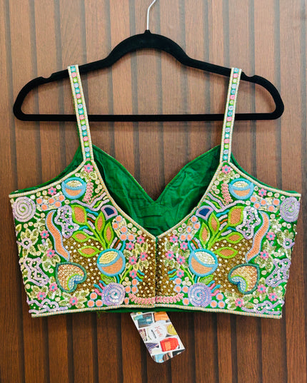 Embroidered sleeveless blouse - Kurti Connection USA