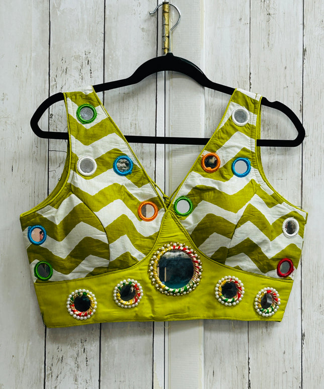 Cotton mirror work blouse