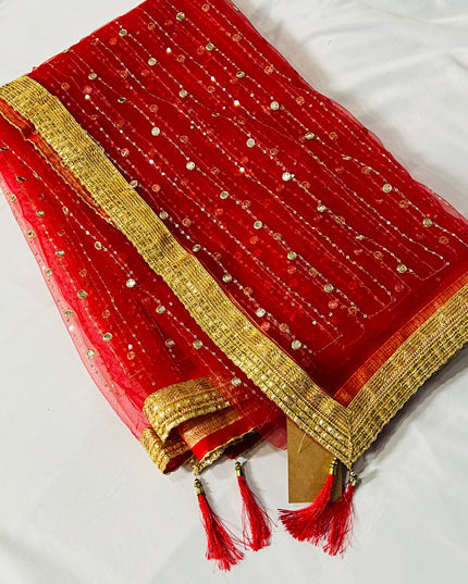 Red net dupatta