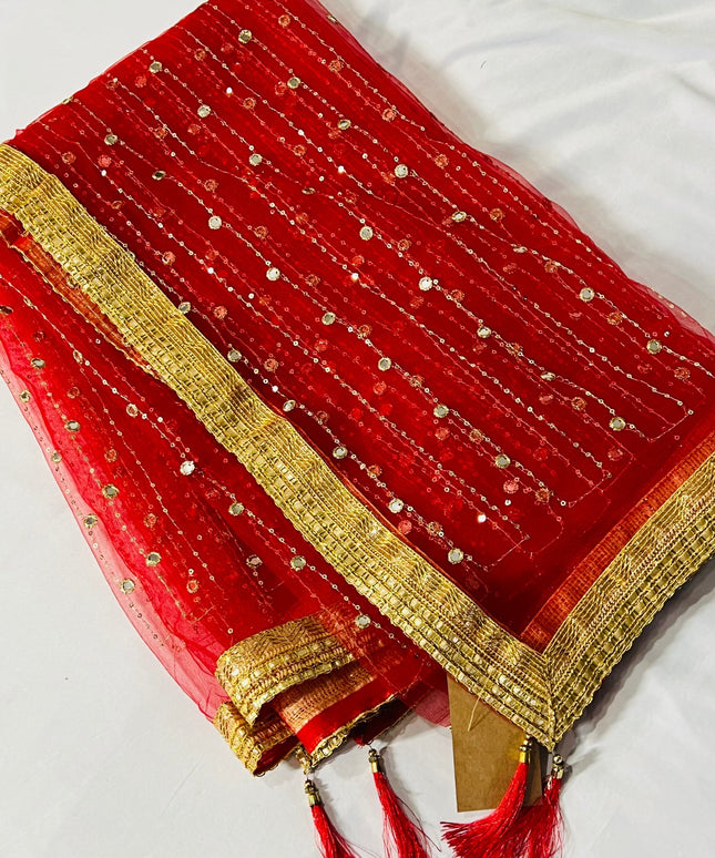 Red net dupatta