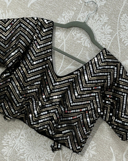 Black sequin blouse by Kurti Connection USA
