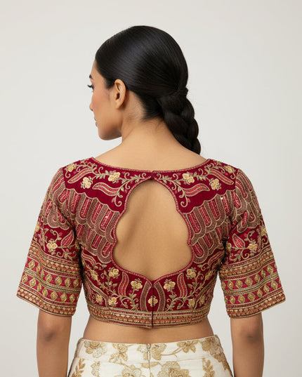 Designer party wear blouse : magenta pink by Kurti Connection USA