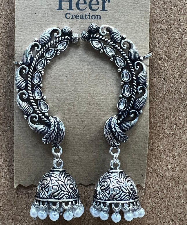 Oxidized jhumki earrings by Kurti Connection USA