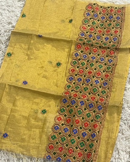 Blouse piece with embroidery work / cut piece 1 meter by Kurti Connection USA