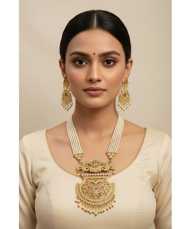 Jadau haar : long necklace by Kurti Connection USA