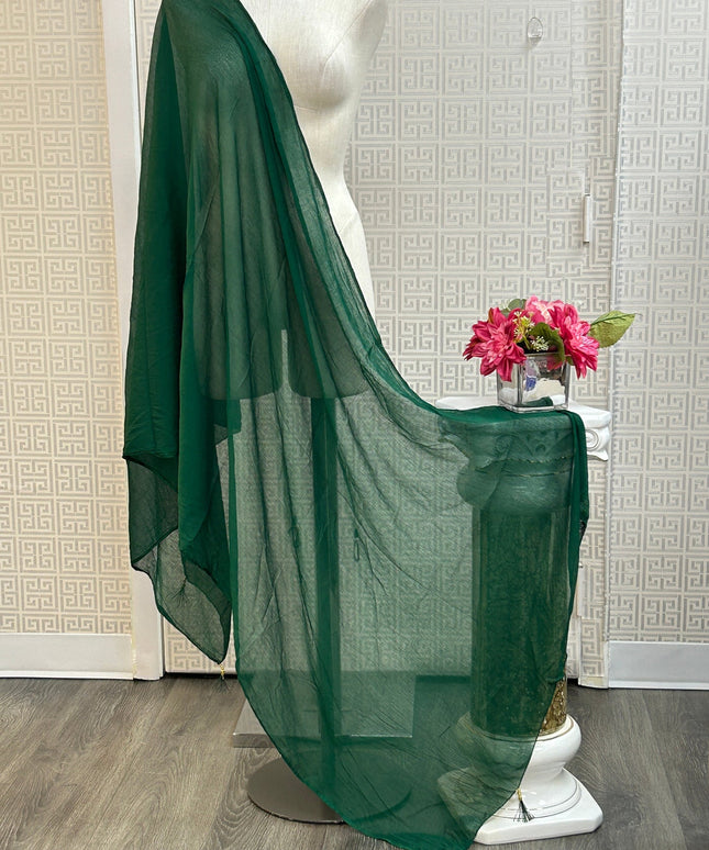 Green chiffon dupatta by Kurti Connection USA