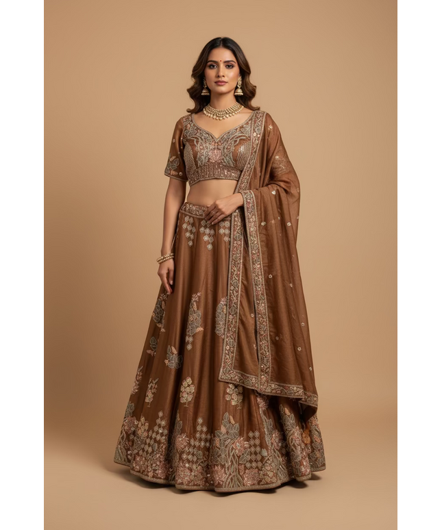 Silk Lehenga choli set by Kurti Connection USA