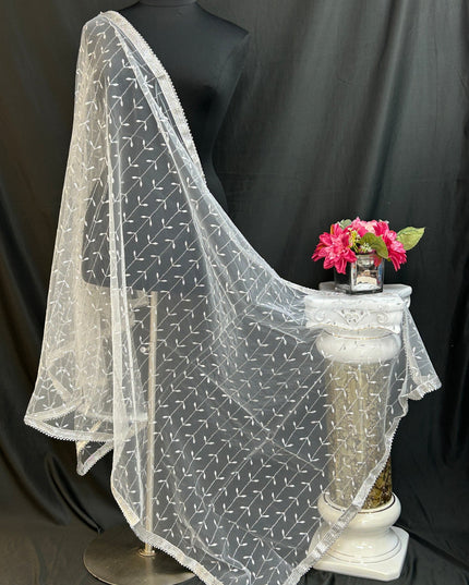 Silver color embroidered dupatta by Kurti Connection USA