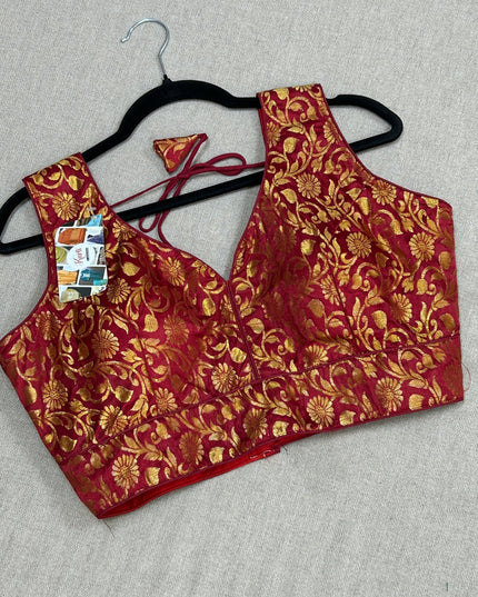 Maroon brocade blouse by Kurti Connection USA