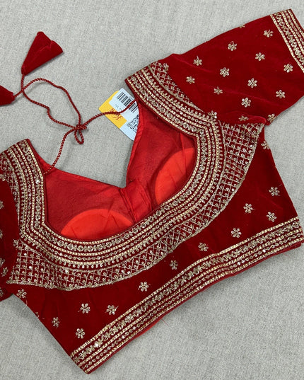 Velvet Blouse : red by Kurti Connection USA