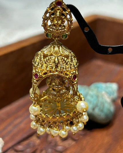 Temple jewelry/ Lakshmi earrings by Kurti Connection USA