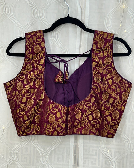 Brocade blouse : wine color by Kurti Connection USA